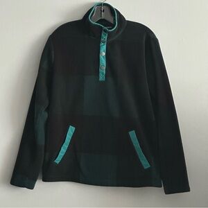 Bonobos Mens Pullover Half Snap Green Check Fleece Sweater Size XS Slim